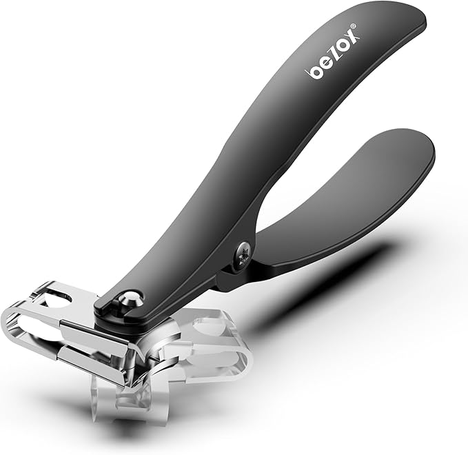 BEZOX Long Handle Toenail Clippers for Seniors – 360° Rotating Jaw Toe Nails Clipper for Thick Nails with an Ergonomic Palm-Grip, Finger Naill Clippers Adult for Men and Women - Black