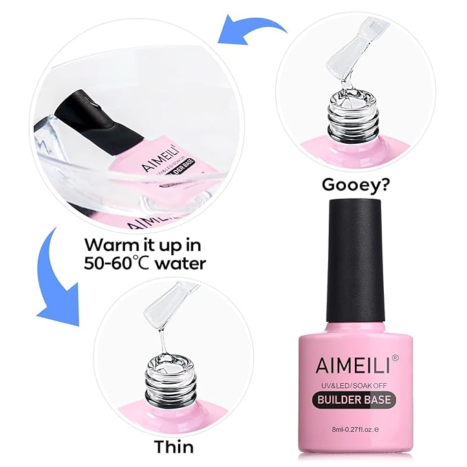 AIMEILI Builder Nail Gel, Hema Free, Cruelty Free, Vegan, Nail Strengthener Enhancement Building Rubber Base Coat for Manicure - BD1027