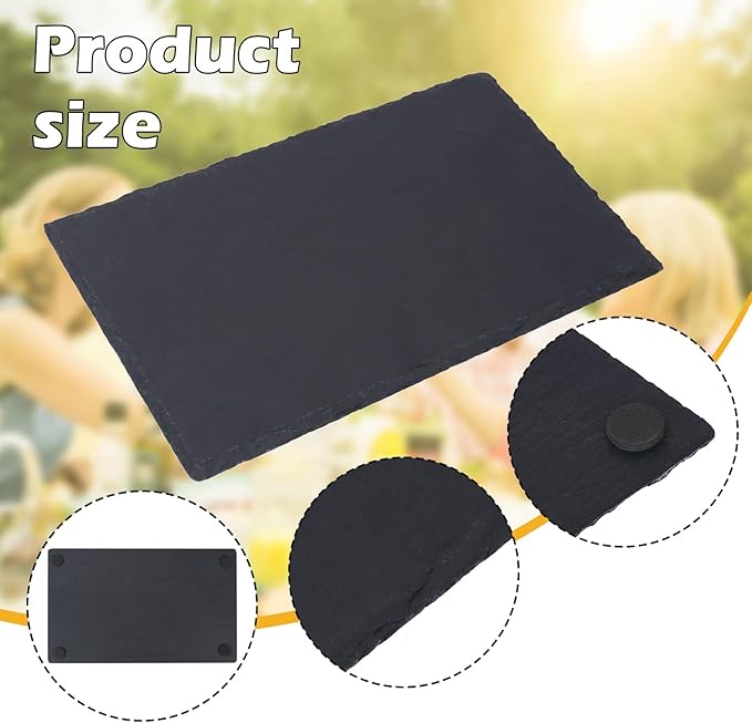10 Pack 10 x 6 Inch Slate Cheese Boards, Black Rectangle Slate Charcuterie Boards, Natural Charcuterie Stone Plates for Parties, Gifts, and Special Events, Cheese, Sushi, Food.