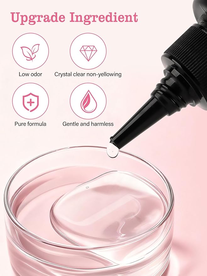 100ml Gel Nail Glue, EBANKU Super Strong UV Nail Glue for Press Ons Acrylic Nails, Lamp Curing Needed, Long-Lasting Solid Soft Gel