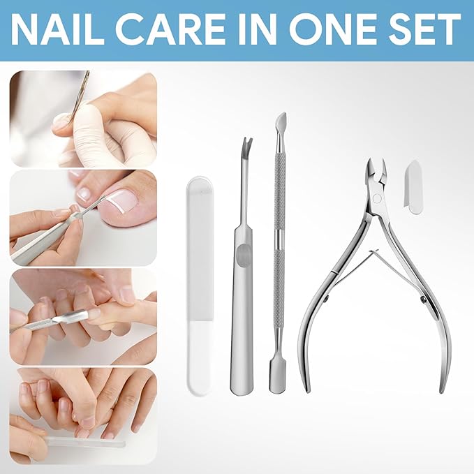 German Nail Clippers for Men, Ingrown Toenail Clippers with Catcher Pedicure Tools for Feet Edgy Nail Clippers for Women, Pedicure Kit with Nail Files Cuticle Trimmer for Thick Ingrown(Silver)