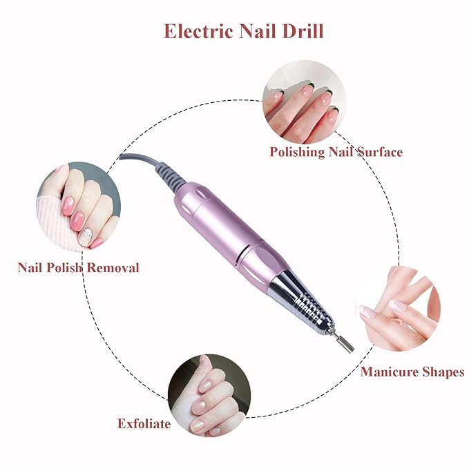 TFCFL 5 in 1 Nail Dust Collector, Professional Nail Vacuum Dust Collector + Electric Nail Drill + 96W UV Gel Nail Dryer Lamp + Hand Cushion + Desk Lamp for Salon & Home
