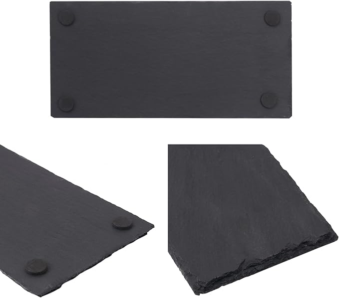 10 Pack 10 x 4.72 Inch Slate Cheese Boards, Black Rectangle Slate Charcuterie Boards, Natural Charcuterie Stone Plates for Parties, Gifts, and Special Events, Cheese, Sushi, Food.