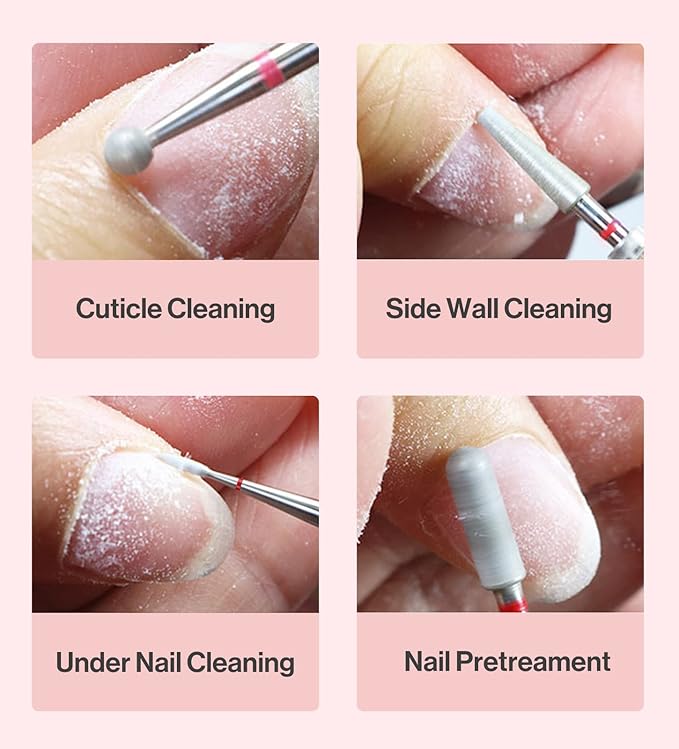 MelodySusie 3mm Short Tapered Barrel Cuticle Clean Nail Drill Bit 3/32'', Professional Safety Carbide Diamond Under Nail Cleaner for Cuticle Dead Skin Nail Prepare, Beginners Bits, Series Bit-S, Fine