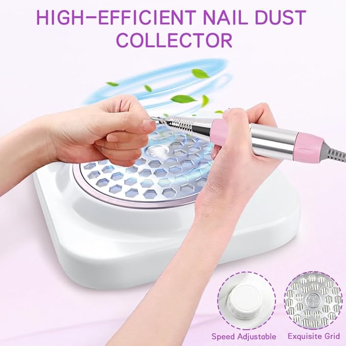 Cofashion Nail Dust Collector Vacuum with Adjustable Speed Rotary 48w Powerful Dust Collector Nails with Filter Electric Dust Suction Machine for Manicure