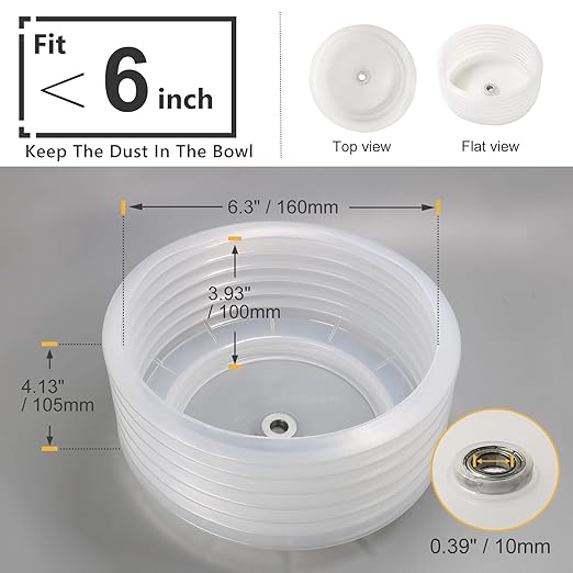 160mm Hole Saw Dust Bowl, Rubber Scalable Dust Cover Collector for Ceiling Cutting Work and Other Drilling Works