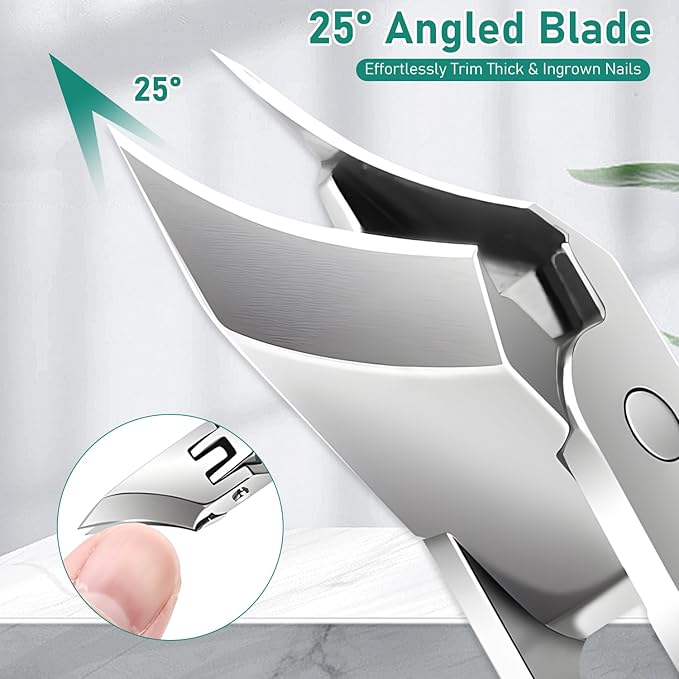 Eagle Beak Beveled Nail Clippers,Wide Jaw Opening Anti-Splash Slanted Nail Clipper,Long Handle Wide Jaw Opening Anti-Splash Slanted Nail Clipper,Edge Nail Clippers 3-Piece Set for Women and Men