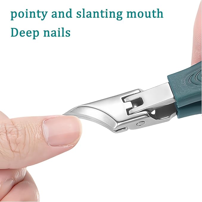 Eagle Beak Beveled Nail Clippers, Wide Jaw Opening Anti-Splash Slanted Nail Clippers Set, Super Sharp Oblique Large for Thick Nails, Seniors & Ingrown Care (Black)