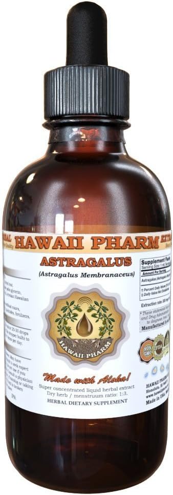 HawaiiPharm Astragalus Liquid Extract, Organic Astragalus (Astragalus membranaceus) Dried Root Tincture Supplement 2 oz