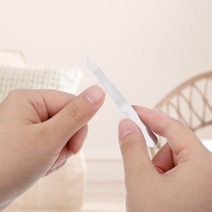 12 Pcs Metal Nail Files, Fingernail Files 3.6’’ Stainless Steel Thin Durable Nail File with Curved Sharp Pointed Tip Fingernail File