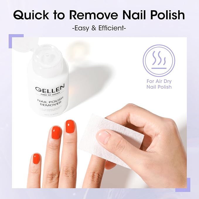 Gellen Nail Polish Remover Milk Scent, Acetone Free Nail Polish Remover for Quick Dry Nail Polishes, Gentle Fingernail Polish Remover, Ultra-Powerful Pump Design, 6.09 Fl Oz
