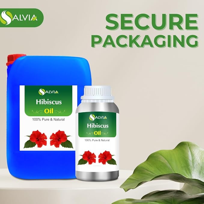 Hibiscus Oil (Hibiscus Sabdariffa L) Therapeutic Essential Oil by Salvia Amber Bottle 100% Natural Uncut Undiluted Pure Cold Pressed Oil (16.907 floz with dr)