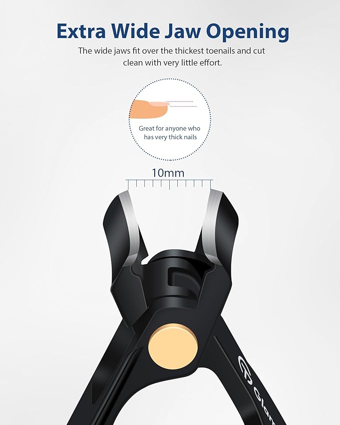 Anti-Splash Wide Jaw Opening Nail Clippers - GlamTweeler Ultra Sharp Extra Large Wide Opening Fingernail and Toenail Clipper with Glass Nail File (Black_Slanted)