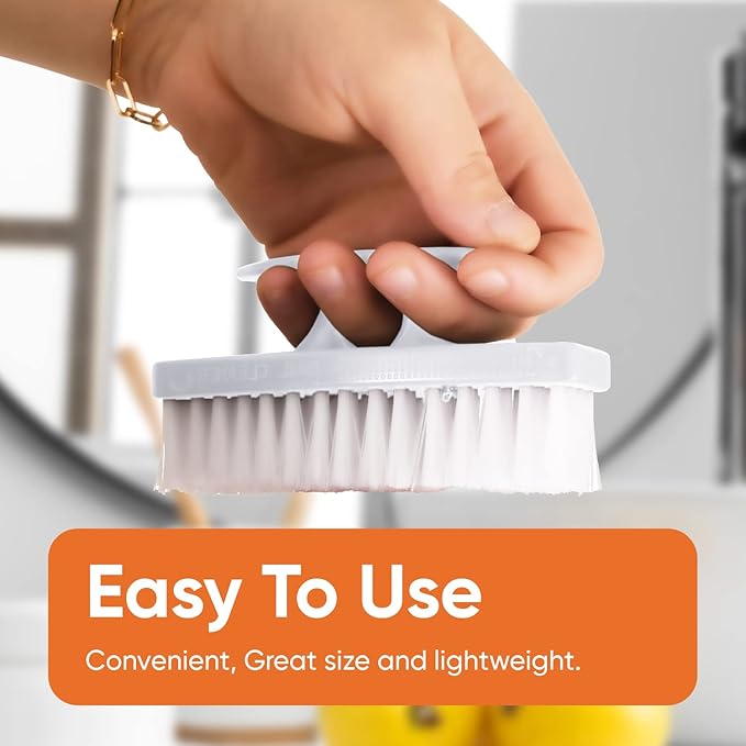 Superio Nail Brush for Cleaning Fingernails, Nail Scrubber Brush, Toe Foot Hands Fingernail Brush Cleaner- Small Scrub Brush- All-Purpose Stiff Cleaning Brush (8, White)