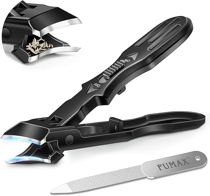 Ingrown Toenail Clippers - Eagle Beak Nail Clippers for Thick Toenails, Wide Jaw Opening Slanted Toe Nail Clippers for Seniors Men Women, Long Handle, Anti Splash, Black