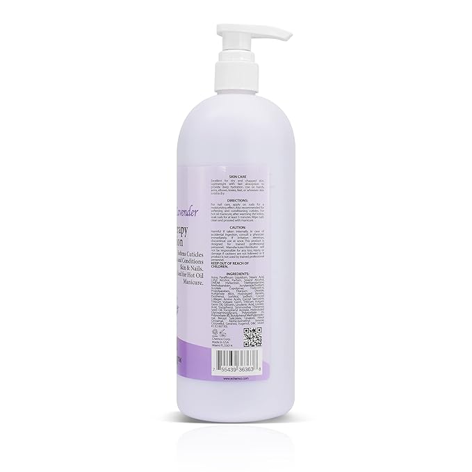PRO NAIL - Healing Therapy Massage Lotion - Professional Pedicure, Body and Hot Oil Manicure, Infused with Natural Oils, Vitamins, Panthenol and Amino Acids (Lavender, 32 Ounce)