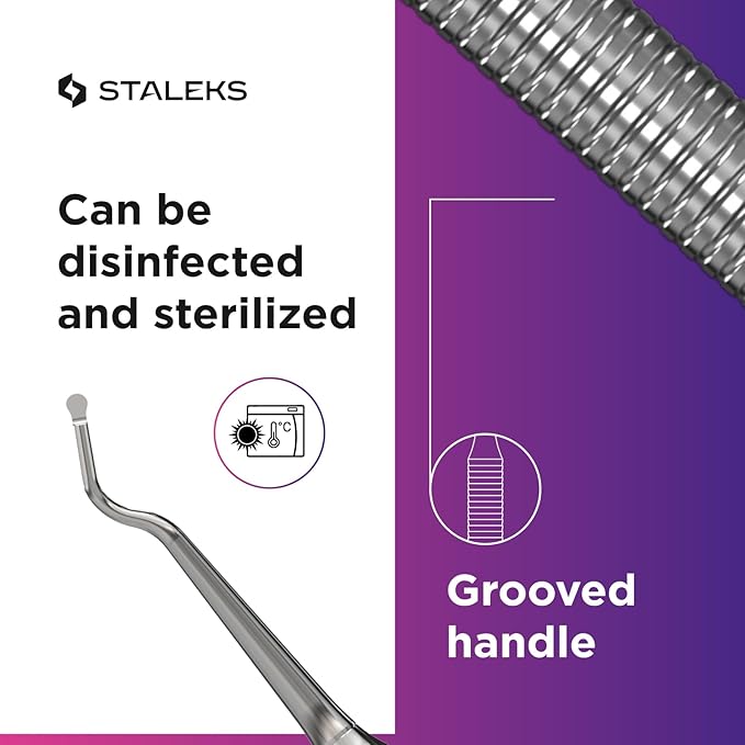 Staleks Pro Expert 20 Pedicure Curette Type 1 – Hemisphere Curette and Toenail Cleaner – Stainless Steel – for Professional Pedicure