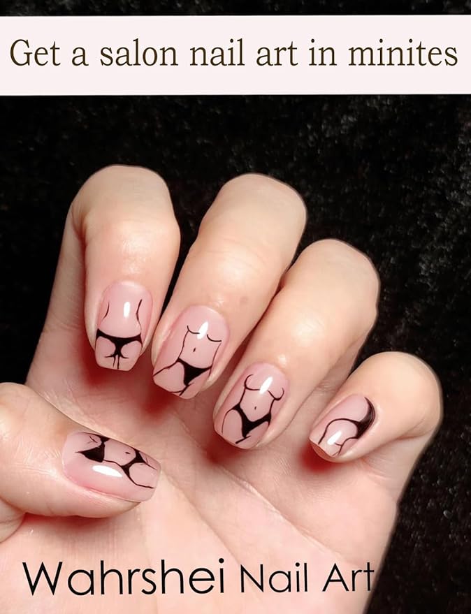 Semi Cured Gel Nail Strips, Bikini 20pcs Semi Cured Gel Nails Sticker, Gel Nail Wraps UV for Home Nails DIY