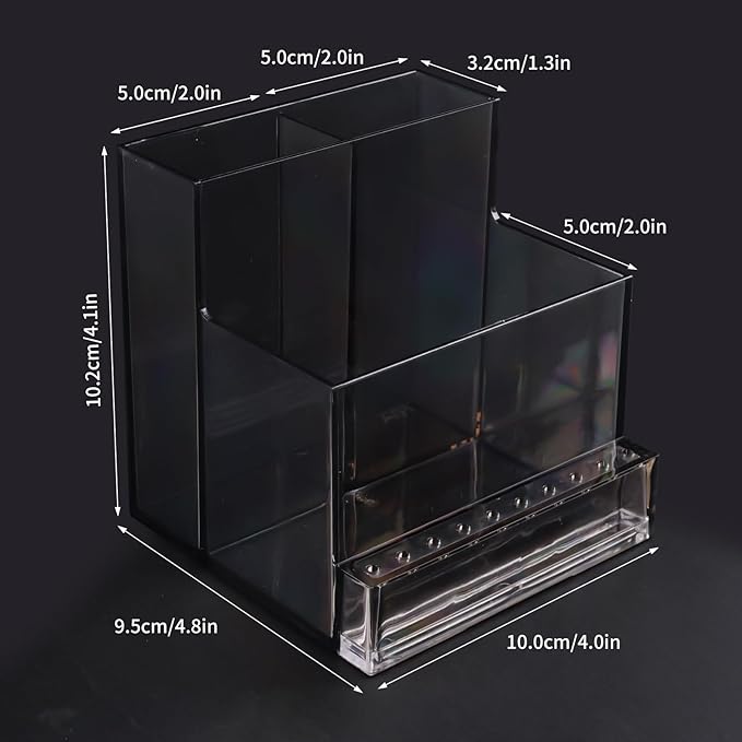 ANGNYA Nail Drill Holder Grinding Bit Storage Box, 10 Holes Transparent Nail Drill Bit Holder Plastic Nail Drill Tool Organizer Manicure Tools Display Box for Nail Tech Supplies