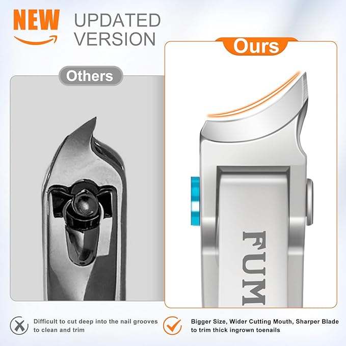 Toenail Clippers for Thick Toenails for Seniors, Heavy Duty Slanted Nail Clippers with Wide Opening, Ingrown Mens Toe Nail Clippers Mess Free Fingernail Clipper with Catcher Gifts for Men Women