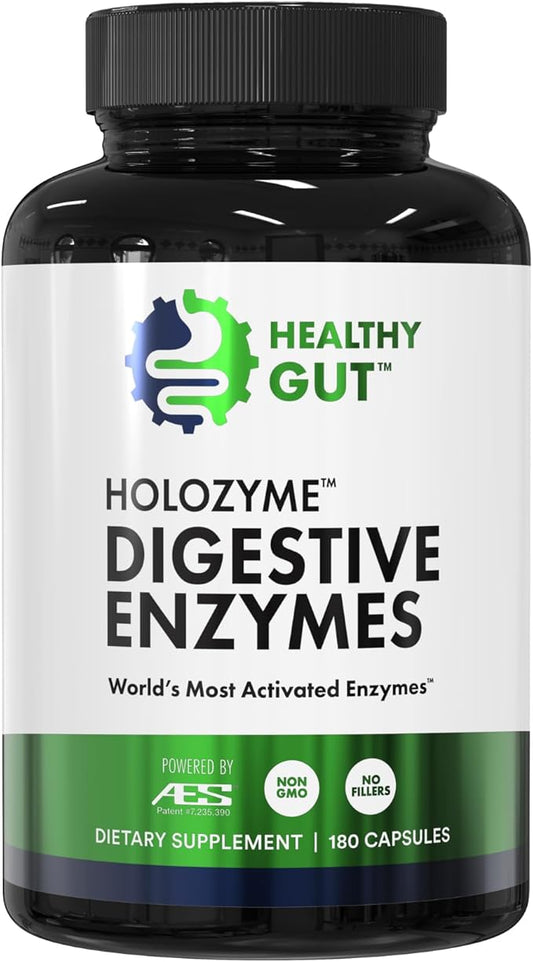 HoloZyme Max Strength Digestive Enzymes | Inulinase, Amyloglucosidase & Invertase for FODMAP Support | Protease, Amylase & Lactase for Bloating, Gas & Indigestion Relief | 90 Servings