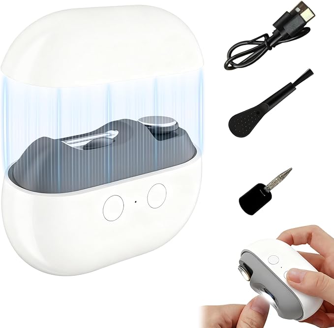 Easyclip Smart Nail Clipper, 3 in 1 Fanyil Easy Clip Nail Clippers,Electric Nail Clippers for Seniors, Polishing Clipper with LED Light & Nail Scraps Storage, for Limited Mobility People (White)
