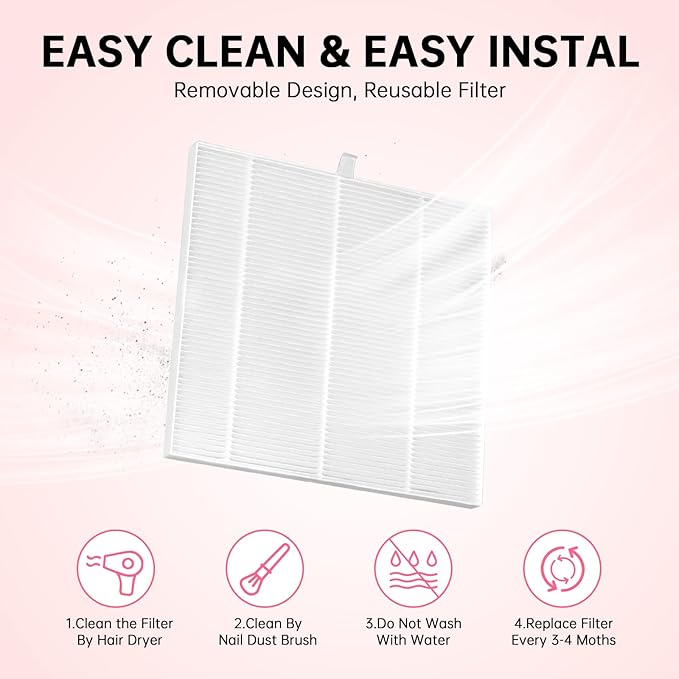 Nail Dust Collector, Cordless Dust Collector Nail Tech, Powerful Vacuum Fan Vent Dust Collector Extractor Dust Suction Machine for Acrylic Nails Polishing, Nail Salon, Pink Diamond