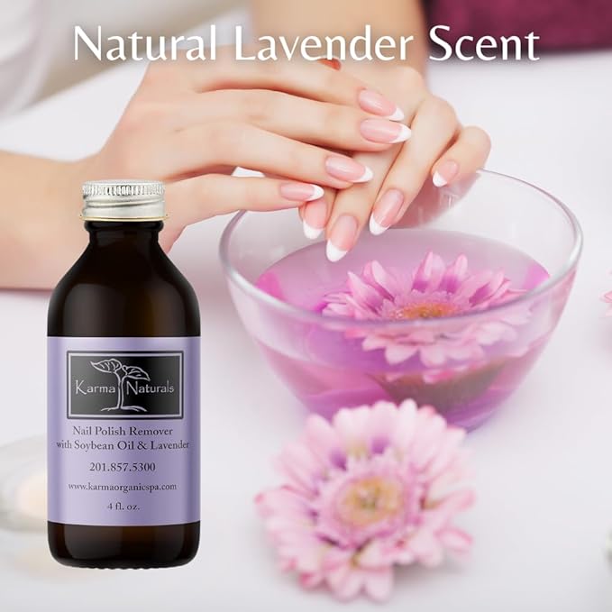 Karma Organic Nail Polish Remover with Soybean Oil and Lavender Oil- Non Toxic, Vegan, Cruelty Free, Acetone Free – Nails Strengthener for Fingernails – 12 fl. Oz. (3 Pack)