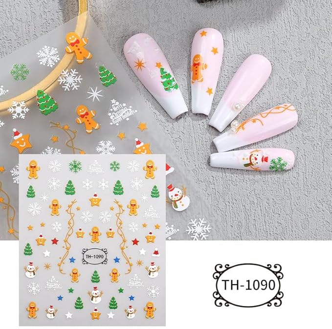 8 Sheets Christmas Nail Stickers for Nail Art, 3D Self-Adhesive Deer Nail Decals, Trees Nail Supplies Nail Art Design Accessories for Women and Girls Manicure DIY Decoration