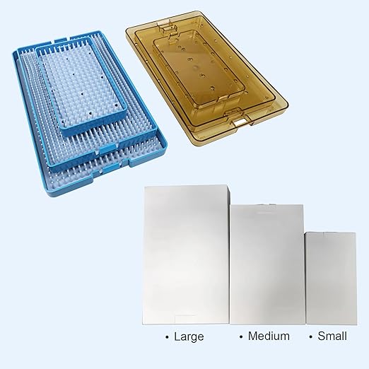 EustomA Autoclavable Instruments Sterilization Tray Case Plastic with Silicone Mat Storage Box S/M/L Size for Instruments/Tools (M)