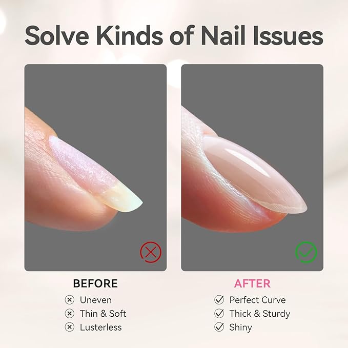 BORN PRETTY Builder Gel for Nails, 8-in-1 Extension Gel Strengthener Gel Hard Builder Nail Gel Base Top Gel, Natural Nude Gel Builder Rhinestone Nail Glue Gel in A Bottle 15ML