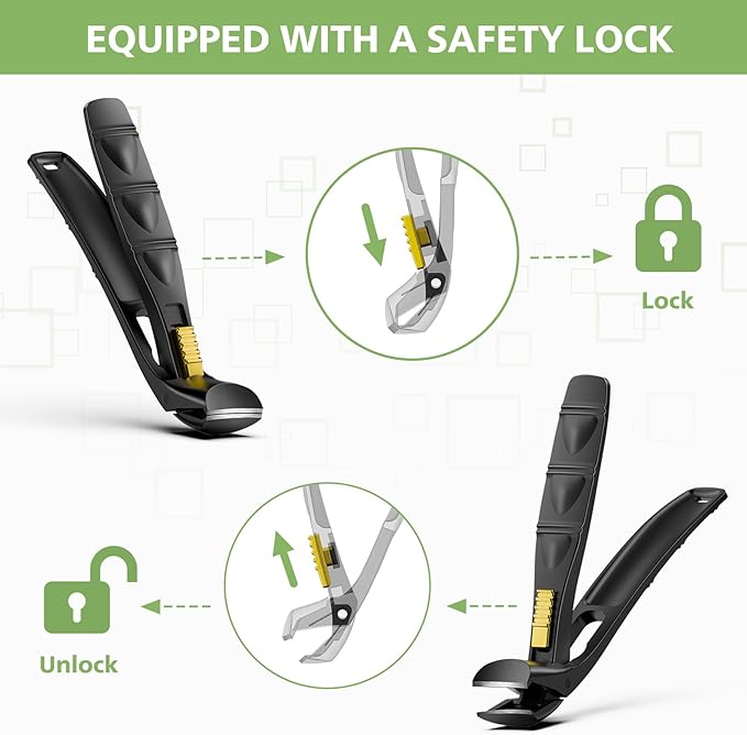 BALUCA Curved Cutting Jaw Toenail Clippers for Seniors for Thick Toenails, Ergonomic Large Toe Nail Clippers for Men, Long Handle Fingernail Clipper Cutter with Catcher - Black
