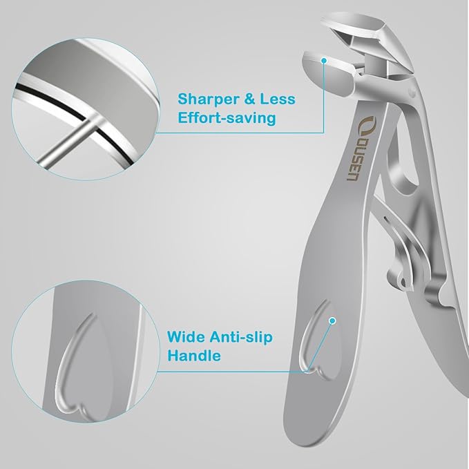 Toenail Clippers for Thick Nails, Angled Head Toe Nail Clippers for Men& Women, Wide Jaw Fingernail Clippers with Catcher, Ingrown Toe Nail Cutter with Slanted Curved Blade Nail Trimmer for Seniors