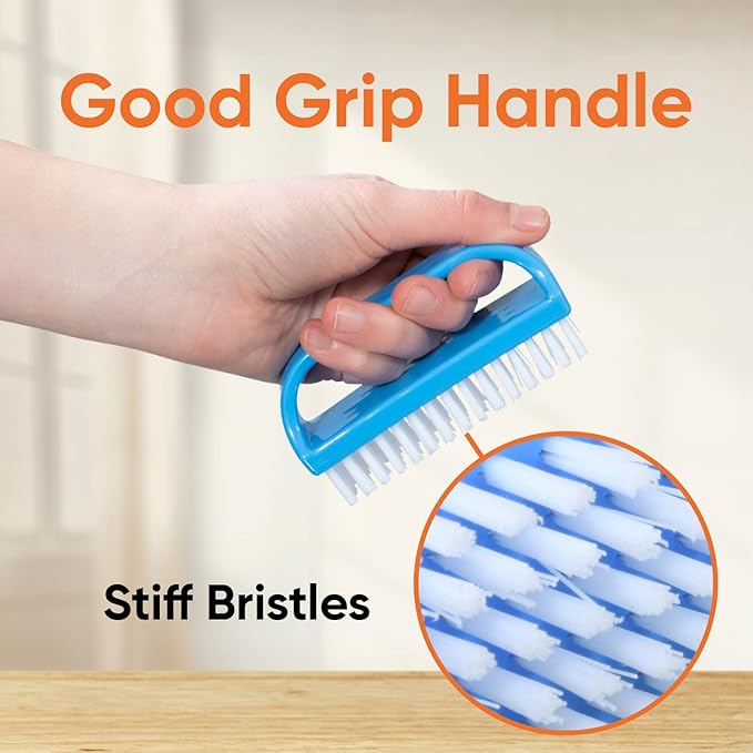 Superio Nail Scrubber Brush - All-Purpose Stiff Cleaning Brush for Fingernails, Toe, Foot & Hands - 9 Pack