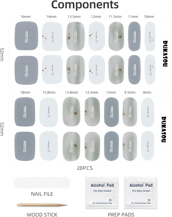 Semi Cured Gel Nail Strips | 28 pcs Gel Nails Strips for Women Work with Any UV Lamp, UV Nail Stickers for Women Home DIY Nails Art (Serene Forest)