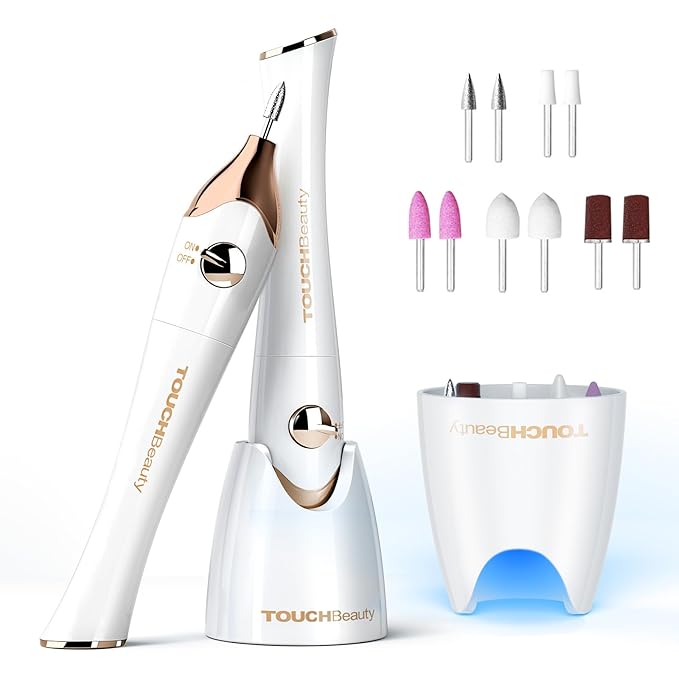 TOUCHBeauty Electric Nail Drill File Professional, Manicure Pedicure Kit with UV Nail Lamp, Portable Multi-Function Nail Buffer Tool for Grind Trim Polish