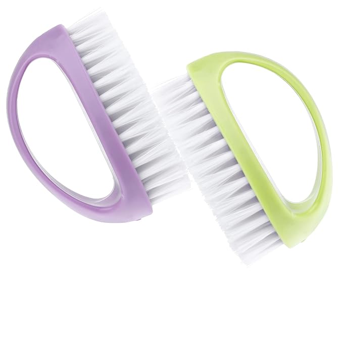 2 Pcs Nail Clean Brushes for Hand Finger Foot Toe Small Scrubber Cleaner with Handle for Cleaning Fingernails Nylon Firm Stiff Bristles Deep Clean Scrubber for Toes and Nails Men Women Kids
