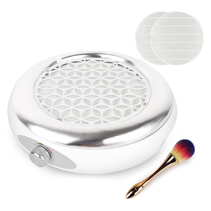 Lavinda Nail Dust Collector Quiet Nail Tech Powerful Dust Vacuum Suction Fan with Reusable Filter, Electric Acrylic Nail Dust Cleaner for Nail Polishing, Low Noise, Salon Home