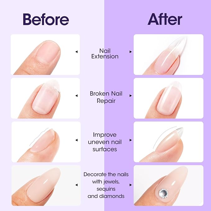 GELLEN 7 in 1 Builder Gel for Nails in a Bottle, 18ml Clear Builder Nail Gel for Nail Extension and Apex Building, UV Light Needed