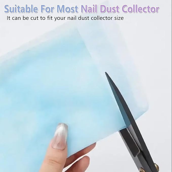 100 Sheets Nail Dust Collector Filter Paper,Blue PP Material Dust Collector Nail Tech Filter Cotton Pad Replacement Nail Vacuum Dust Vollector Filters Film Paper For Nail Supplies Nail Accessories