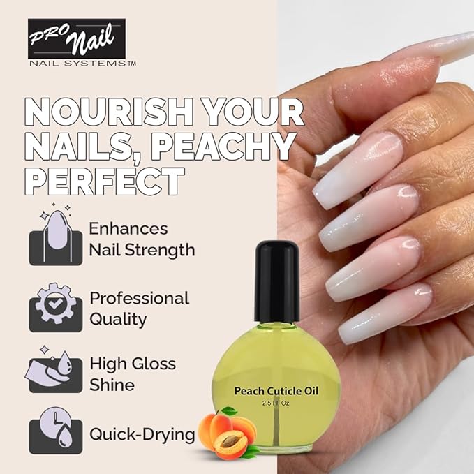 PRO NAIL - Cuticle Revitalizing Oil for Nails, Peach, 2.5 Oz - Professional Strength, Pedicure and Manicure - Moisturizes and Strengthens Nails and Cuticles - Soothing and Nourishing