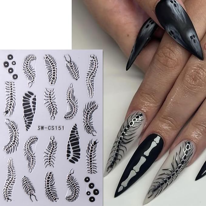 Halloween Nail Stickers, 3D Self-Adhesive Cute Ghost Nail Art Decals, DIY Holiday Nail Decoration Supplies Charms for Women and Girls, Autumn Nail Art, 6 Sheets