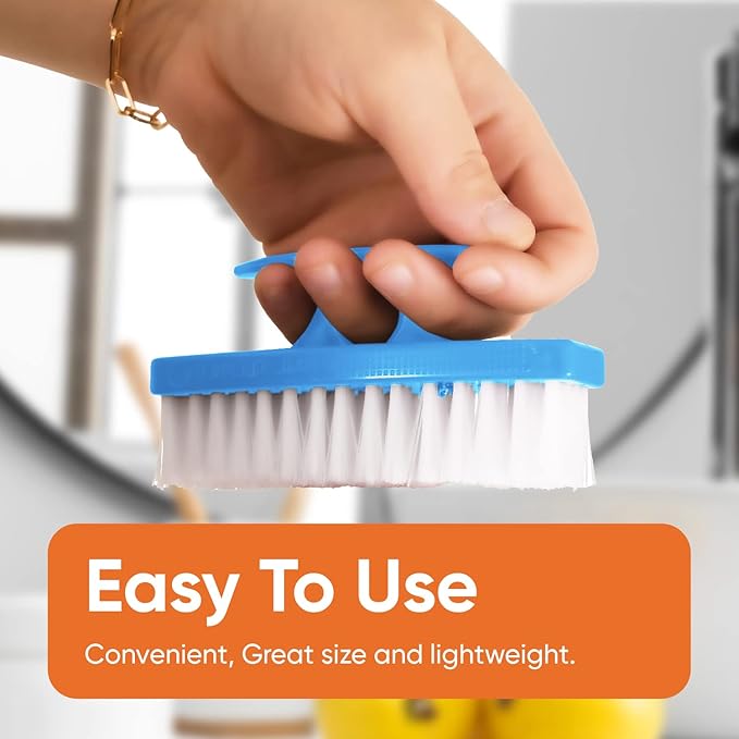 Superio Nail Scrubber - All-Purpose Stiff Cleaning Brush for Fingernails, Toe, Foot & Hands - Small, Blue