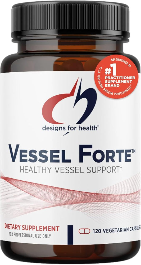 Designs for Health Vessel Forte - Healthy Blood Vessel Support Supplement with Diosmin, Quercetin, Gotu Kola Extract, Horse Chestnut + Grape Seed - Non-GMO (120 Capsules)