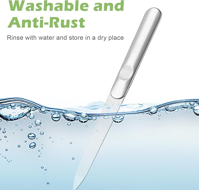 2 PCS Diamond Emery Board Double Sided Metal Nail File Stainless Steel Finger Nail Buffer Manicure Pedicure Tool Precision Fingernail File Natural Fingernail for Salon Home Travel Women Men