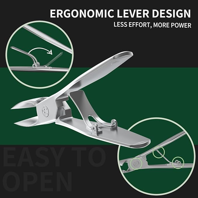 Ingrown Nail Clippers, Slant Curved Blade Nail Clippers for Men Thick Ingrown Toenails with 33mm Wide Jaw Opening, Heavy Duty Stainless Steel Toenail Clippers for Seniors Thick Toenails Silver