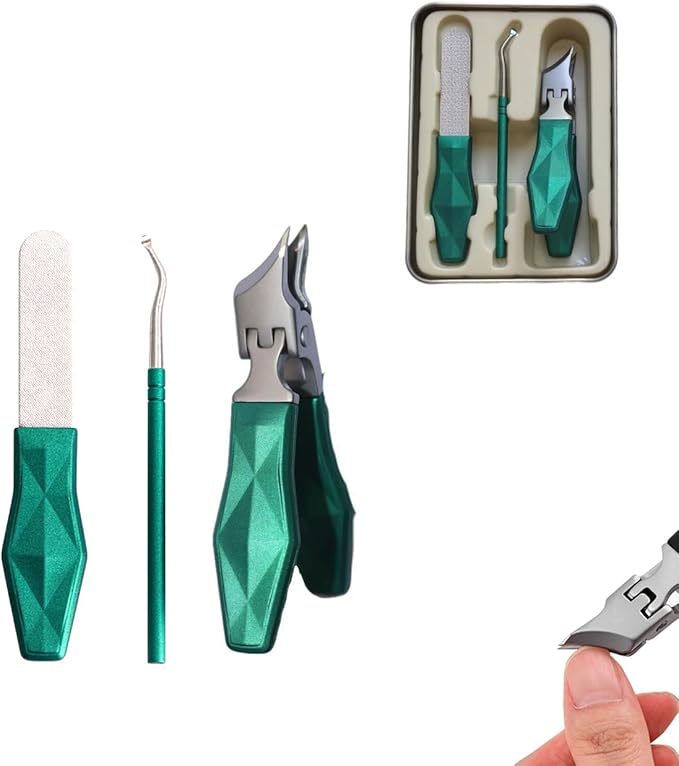 Angled Nail Clippers Green Eagle Beak Oblique Slanted Curved Thick Professional Nail Clippers for Women Adult Men Ingrown