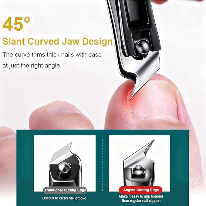 Electric Nail Clipper, 2026 Improved Nail Clippers Set, Includes an Automatic 2-in-1 Nail Clippers (with LED Light & Storage Box), an Oblique Nail Clippers, Ideal for All Your Nail Care Needs - Green
