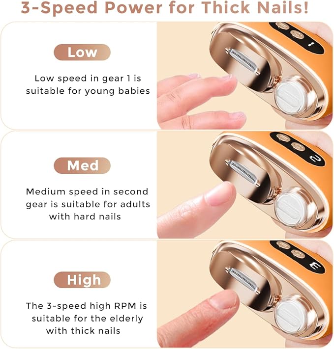 Electric Nail Clippers, 3 in 1 Rechargeable Electric Polishing Automatic Nail Clipper Trimmer with LED Light, Debris Storage, Fingernail Toenail Trimmer
