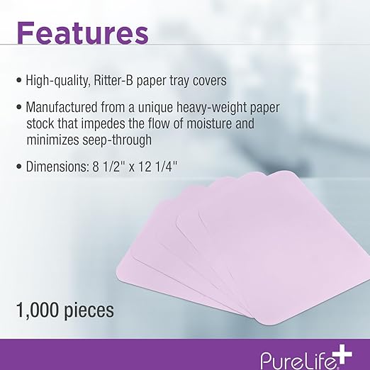 Disposable Tray Liners, Sanitary Covers for Size B Dental, Surgical, Medical Tray, Tattoo Table Station, Aesthetician Supplies, Single Use Paper Sheets 8.5" x 12.25", 1000 Pack (Pink)